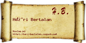Hári Bertalan névjegykártya